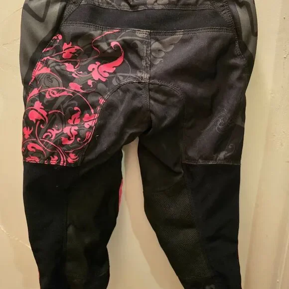 🤎 Fox Kids Motocross Race Pants, Black and Pink